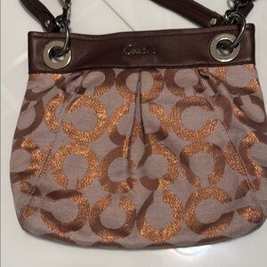 Coach Brown and Tan Monogram Shoulder Bag